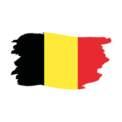National flag of  Belgium   with brush stroke effect on white background
