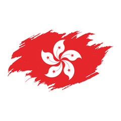 Fototapeta premium National flag of Hong Kong with brush stroke effect on white background