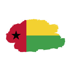 Obraz premium National flag of Guinea-Bissau with brush stroke effect on white background