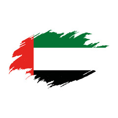 National flag of  the United Arab Emirates with brush stroke effect on white background
