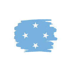 National flag of   the Federated States of Micronesia with brush stroke effect on white background