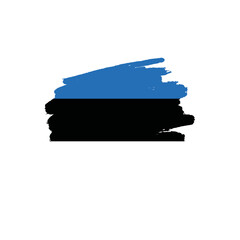 National flag of Estonia  with brush stroke effect on white background
