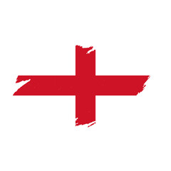National flag of England   with brush stroke effect on white background