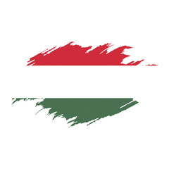 National flag of Hungary with brush stroke effect on white background