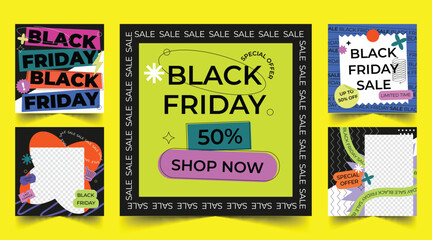 flat black friday banners set design vector illustration