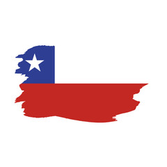 National flag of Chile with brush stroke effect on white background