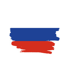National flag of Russia with brush stroke effect on white background