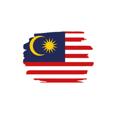 National flag of Malaysia with brush stroke effect on white background