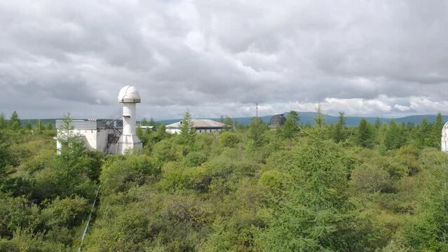 Panorama of the territory of the astronomical observatory high in the mountains