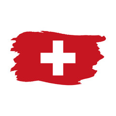 National flag of Switzerland with brush stroke effect on white background