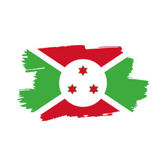 National flag of Burundi with brush stroke effect on white background