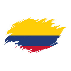 National flag of COLOMBIA with brush stroke effect on white background