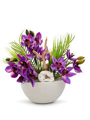 bouquet of snowdrops in a basket on Transparent Background