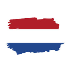 National flag of NETHERLANDS  with brush stroke effect on white background
