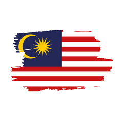 National flag of Malaysia with brush stroke effect on white background