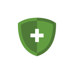 Obraz premium Shield and Cross Icon Vector Design Template