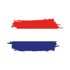 National flag of Netherlands with brush stroke effect on white background