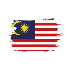 National flag of Malaysia with brush stroke effect on white background