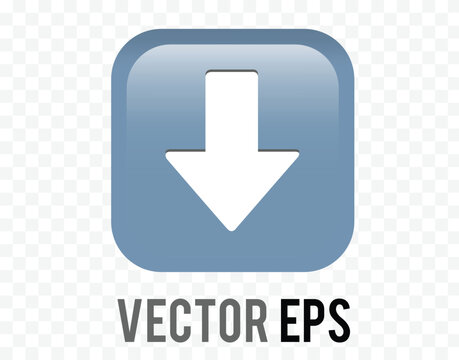 Vector gradient blue arrow pointing down round corner square icon button