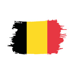 National flag of Belgium with brush stroke effect on white background
