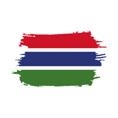 National flag of The Gambia with brush stroke effect on white background