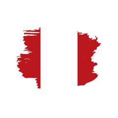 National flag of peru with brush stroke effect on white background