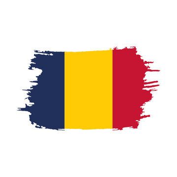National flag of Chad with brush stroke effect on white background