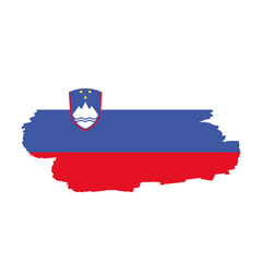 National flag of Slovenia  with brush stroke effect on white background