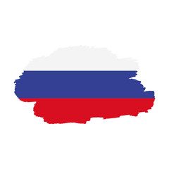 National flag of Russia with brush stroke effect on white background