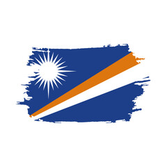National flag of  the Marshall Islands with brush stroke effect on white background