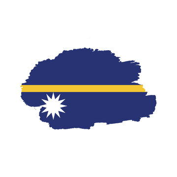 National flag of Nauru with brush stroke effect on white background