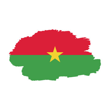 National flag of Burkina Faso with brush stroke effect on white background