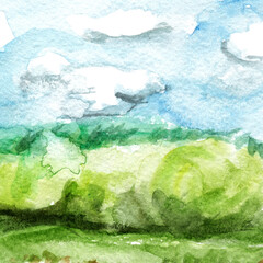 Hand Drawn Watercolor Landscape