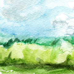 Hand Drawn Watercolor Landscape