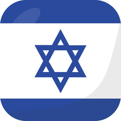 Israel flag square 3D cartoon style.