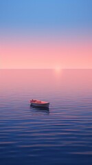 An empty ocean with a boat sitting near it  mesmerizing optical illusions