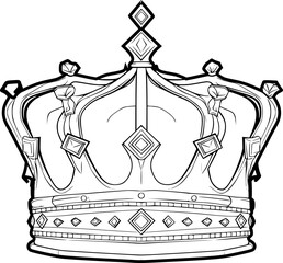 Outline illustration of crown for coloring page