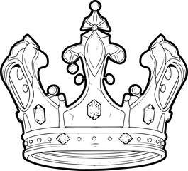 Outline illustration of crown for coloring page
