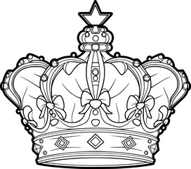 Outline illustration of crown for coloring page