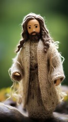 portrait of  a needle felted standing jesus 