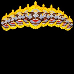 Cartoon Character of Happy Demon Ravana with His Ten Heads.
