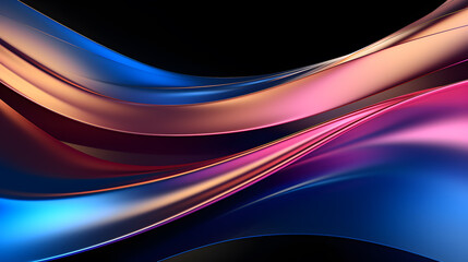 abstract background with blue and purple lines and waves on a black background