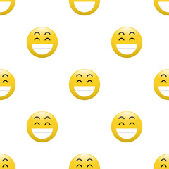 Fototapeta premium Yellow Head emoticon icon with Facial expressions, Seamless pattern on white background.