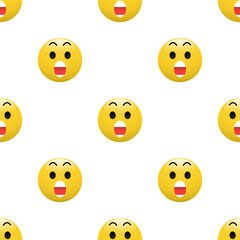 Fototapeta premium Yellow Head emoticon icon with Facial expressions, Seamless pattern on white background.