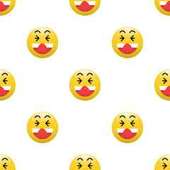 Fototapeta premium Yellow Head emoticon icon with Facial expressions, Seamless pattern on white background.
