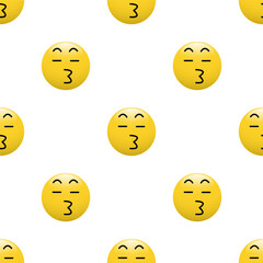 Fototapeta premium Yellow Head emoticon icon with Facial expressions, Seamless pattern on white background.