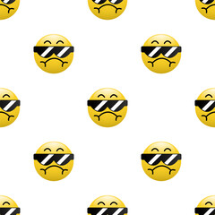 Yellow Head emoticon icon with Facial expressions, Seamless pattern on white background.