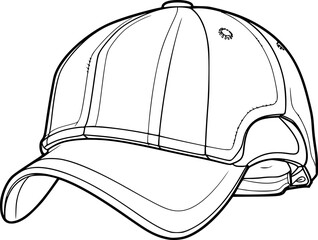 outline illustration of cap for coloring page