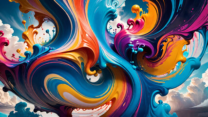 Obraz premium Rainbow bursts of paint. Magic. AI