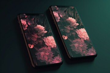 Mobile wallpaper with floral background, perfect for phone screens. Generative AI